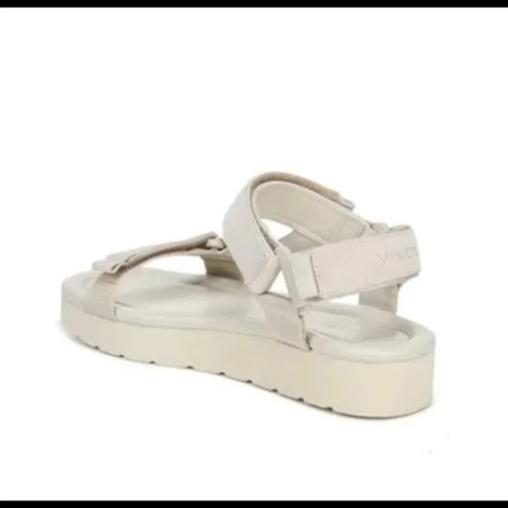 VINCE Carver Canvas-trimmed Faux Suede And Leather Sandals In White SIZE 11